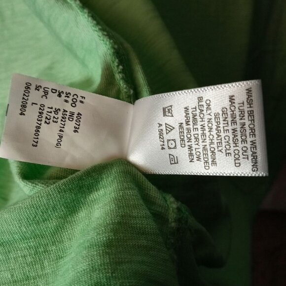 Lori Goldstein LOGO Womens Green Short Sleeve Top L Pockets Distressed Elbow - Picture 12 of 15